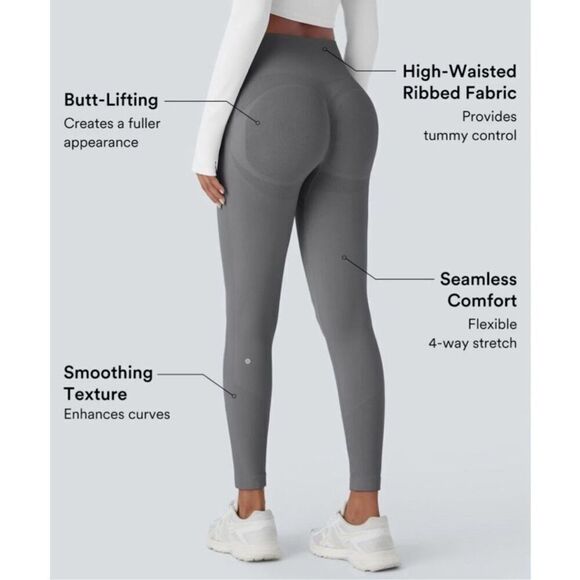 Brand New - Halara Women’s S Seamless Flow Butt Lifting Leggings Eiffel Tower Gr - Picture 3 of 8